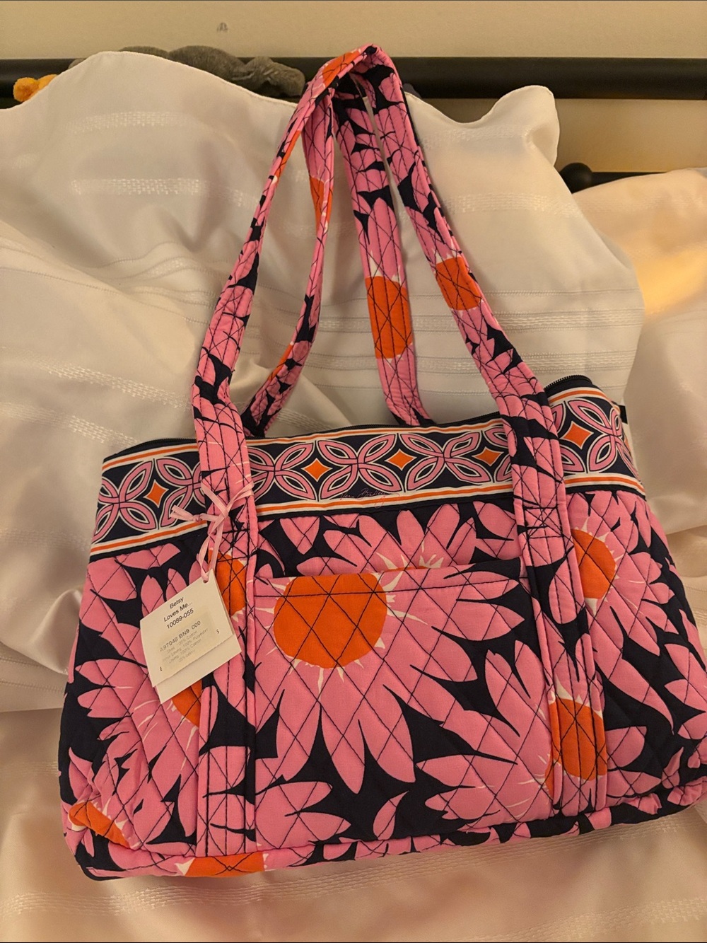 Vera Bradley Pink and Orange Quilted Floral Tote